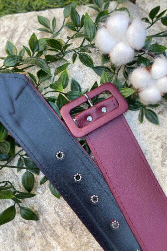 9035 Deri Kemer Bordo 