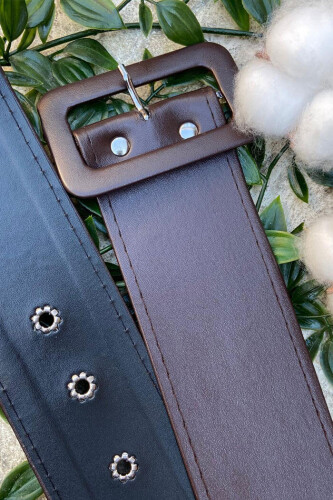 9035 Deri Kemer Kahverengi - Bym Fashion