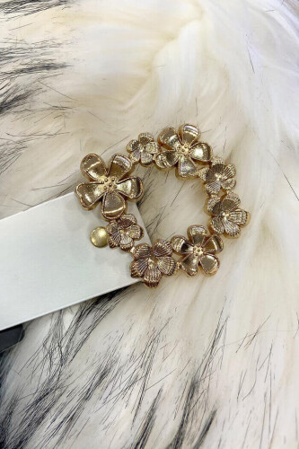 9045 Çiçek Toka Kemer Ekru - Bym Fashion
