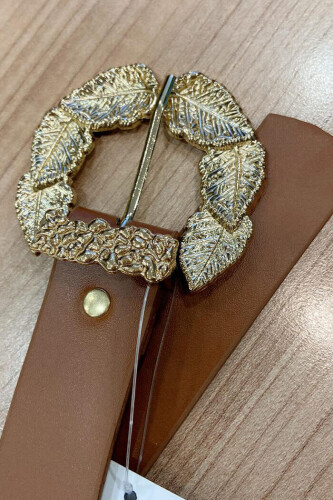 9048 Yaprak Kemer Taba - Bym Fashion