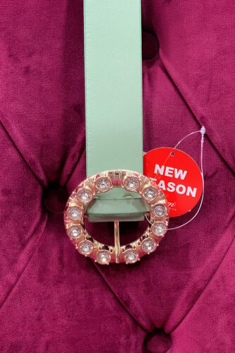 9059 Deri Taşlı Kemer Mint - Bym Fashion