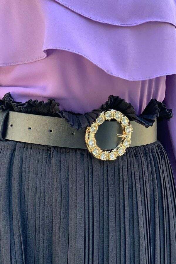 9059 Deri Taşlı Kemer Siyah - 2