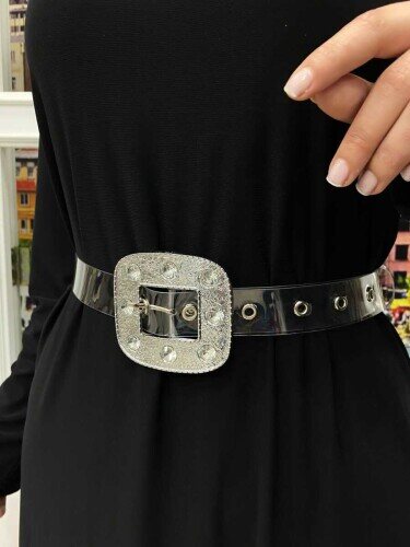 9096 Şeffaf Kemer Gümüş - Bym Fashion