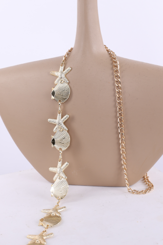 Deniz Kabuklu Zincir Kemer 9107 Gold - Bym Fashion