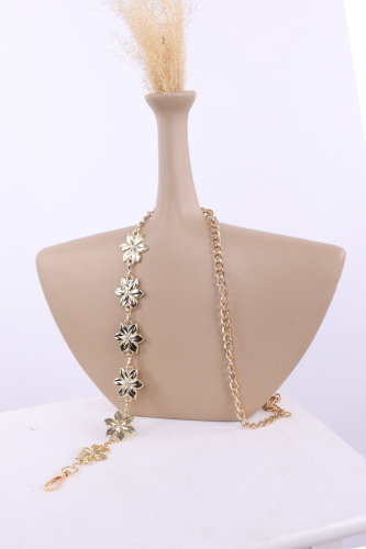Çiçekli Zincir Kemer 9108 Gold - Bym Fashion