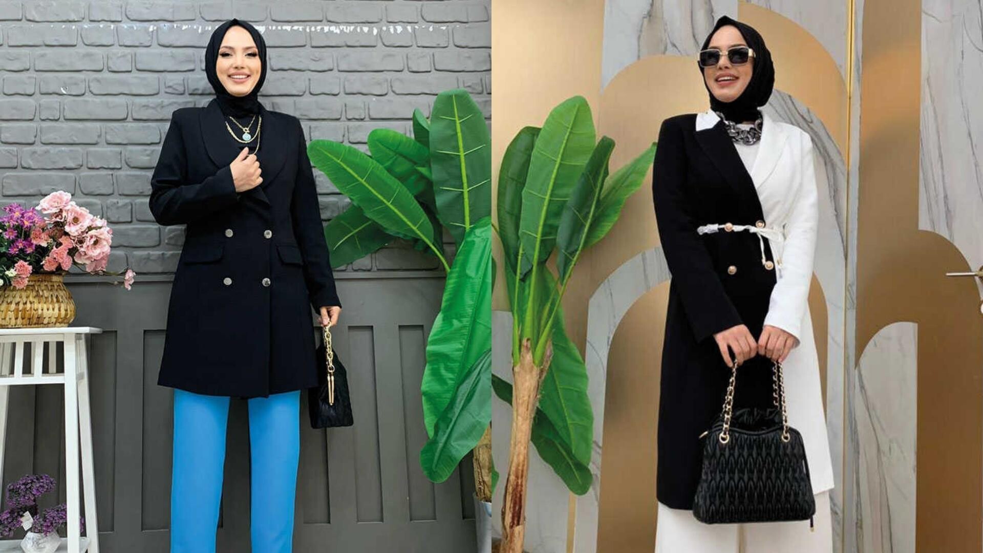 Siyah Tesettür Ceket Altına Giyilebilecek Pantolon Modelleri