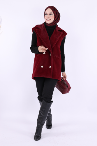 Angora Yelek 70031 Bordo - Bym Fashion
