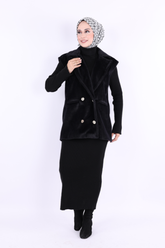 Angora Yelek 70031 Siyah - Bym Fashion