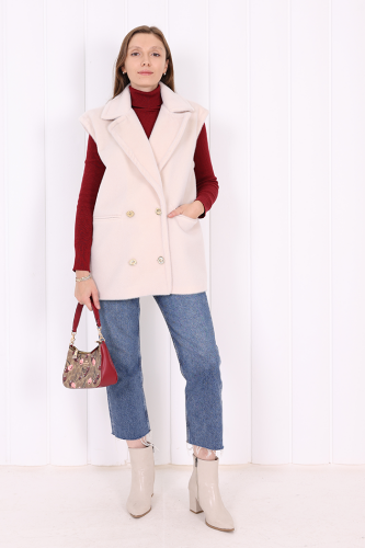 Angora Yelek 70031 Taş - Bym Fashion