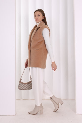 Angora Yelek 70031 Vizon - Bym Fashion