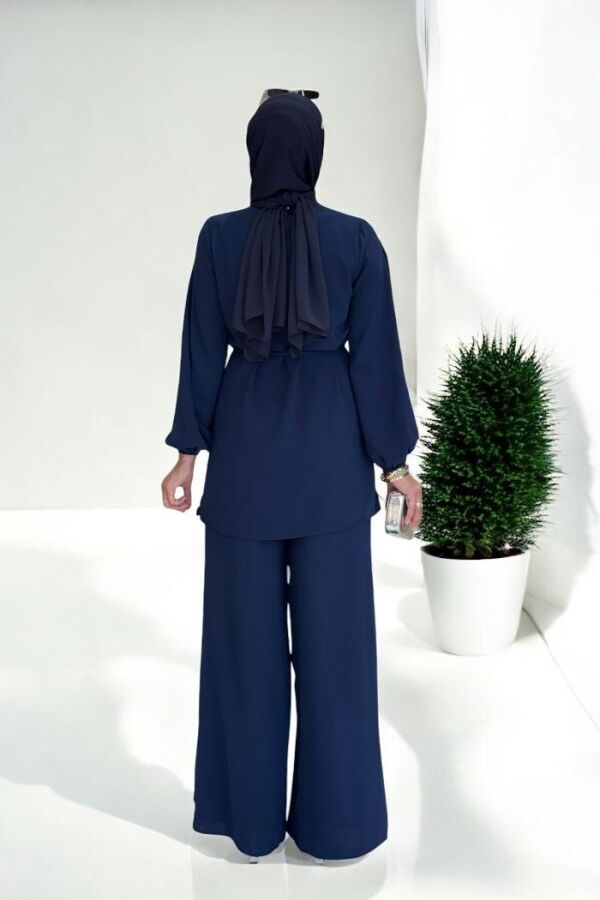 Asimetrik Kesim Tunik Pantolon İkili Takım 8694 Lacivert - 2