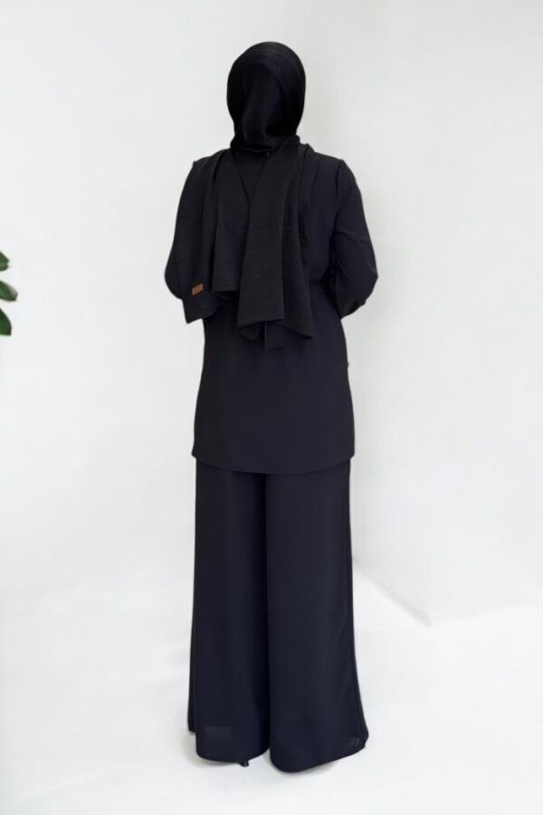 Asimetrik Kesim Tunik Pantolon İkili Takım 8694 Siyah - 2
