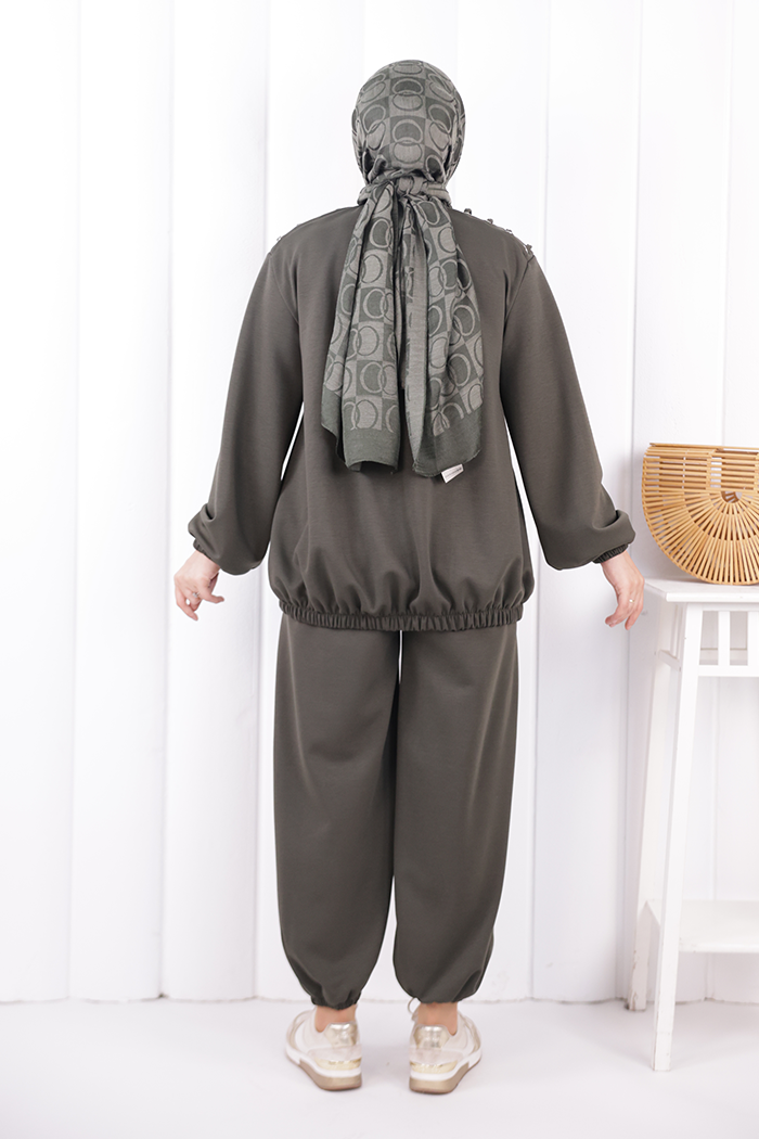 Bağcıklı Fermuarlı Takım 1205 Haki - 4