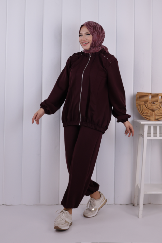 Bağcıklı Fermuarlı Takım 1205 Mürdüm - 2