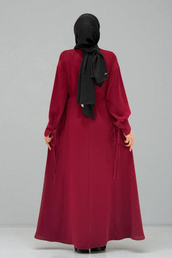 Bağlama Detaylı Elbise 6015 Bordo - 2