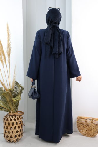 Bağlama Detaylı Elbise 7009 Lacivert - 3