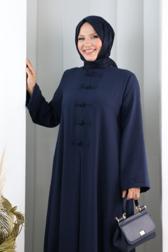 Bağlama Detaylı Elbise 7009 Lacivert - 4