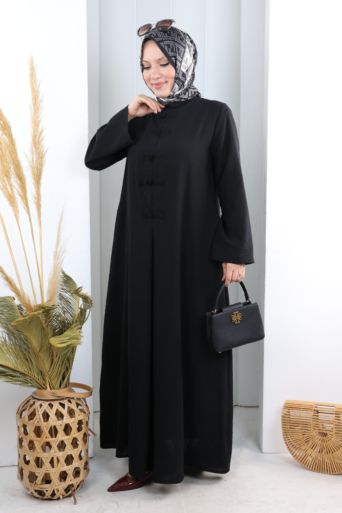 Bağlama Detaylı Elbise 7009 Siyah - 2