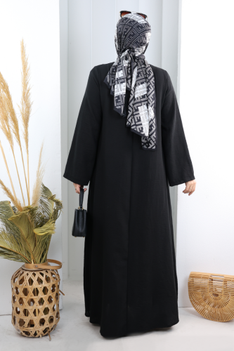 Bağlama Detaylı Elbise 7009 Siyah - 3