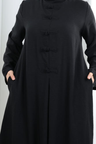 Bağlama Detaylı Elbise 7009 Siyah - 5