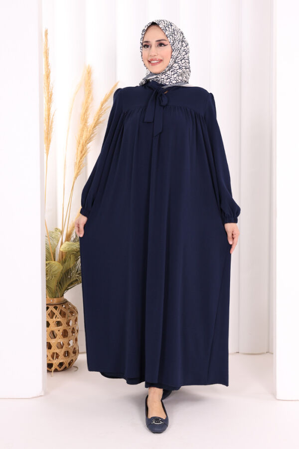 Bebekli Anne Elbisesi 3896 Lacivert - 1