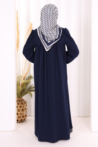 Bebekli Anne Elbisesi 3896 Lacivert - 4