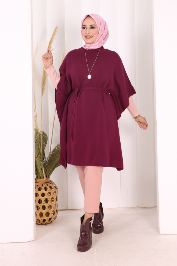 Belden Bağlamalı Panço 18308 Mürdüm - 1