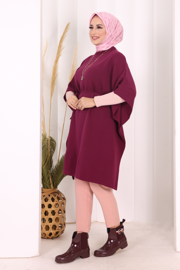 Belden Bağlamalı Panço 18308 Mürdüm - 4