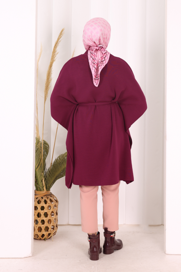 Belden Bağlamalı Panço 18308 Mürdüm - 5