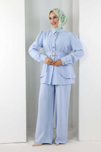 Belden Büzgülü İkili Takım 8710 Bebe Mavisi - 2