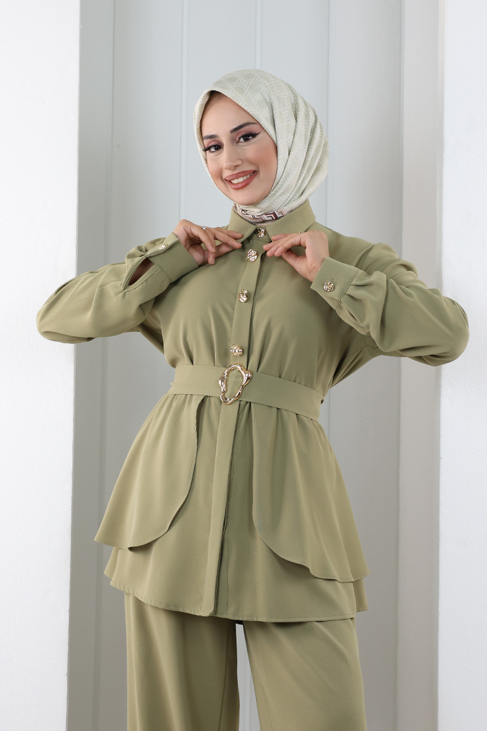 Belden Büzgülü İkili Takım 8710 Haki - 5