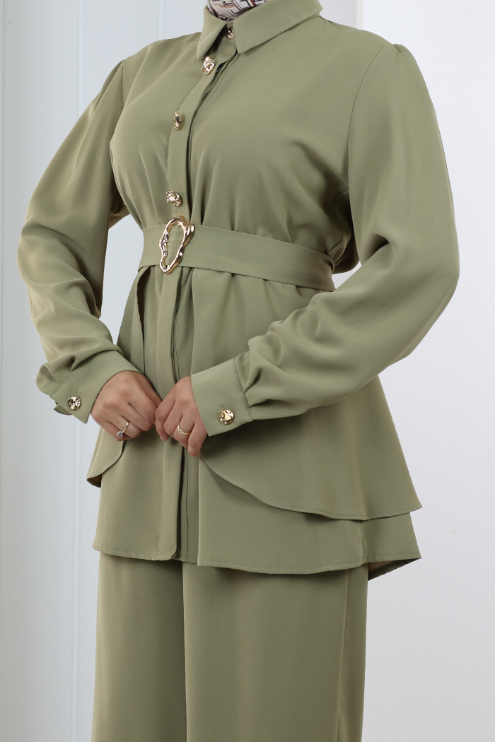 Belden Büzgülü İkili Takım 8710 Haki - 6