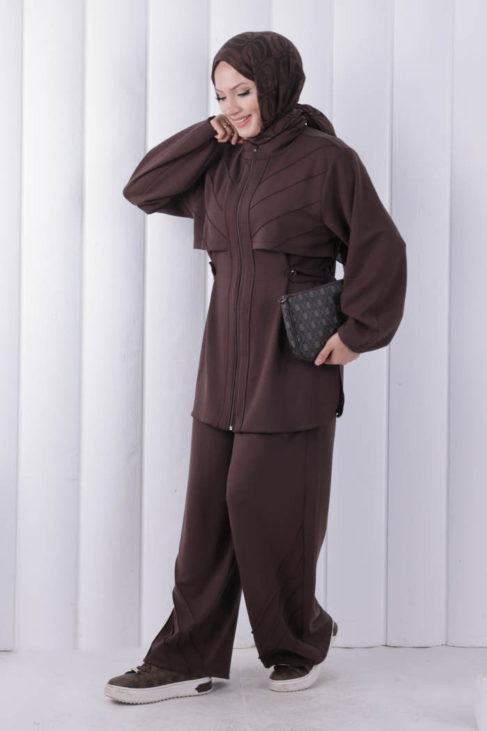 Belden Oturtmalı Oysho Takım 1210 Kahverengi - 3
