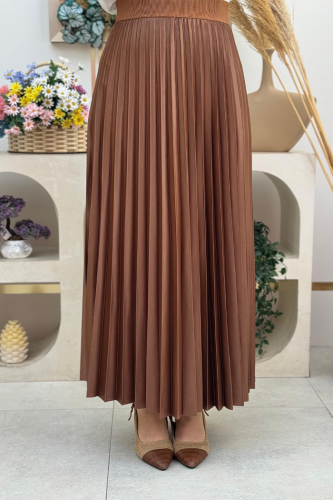 Beli Lastikli Piliseli Etek 1193 Taba - bym fashion