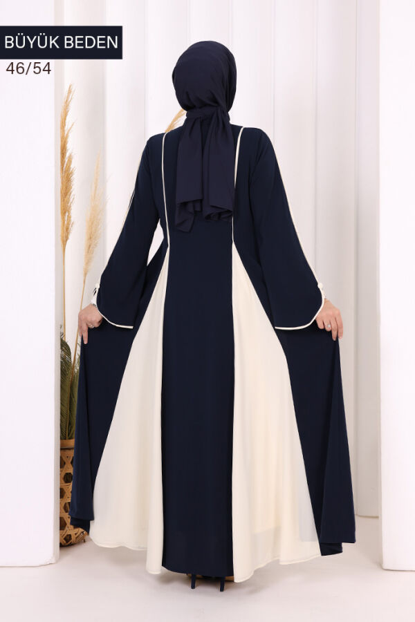 Biyeli Fermuarlı Ferace 7050-1 Lacivert - 4