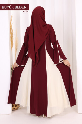 Biyeli Fermuarlı Ferace 7050-1 Mürdüm - 4