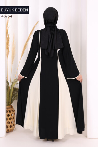 Biyeli Fermuarlı Ferace 7050-1 Siyah - 3