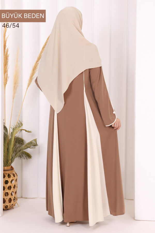 Biyeli Fermuarlı Ferace 7050-1 Taba - 4