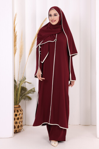 Biyeli Pantolonlu Tunik Takım 8001 Mürdüm - 2