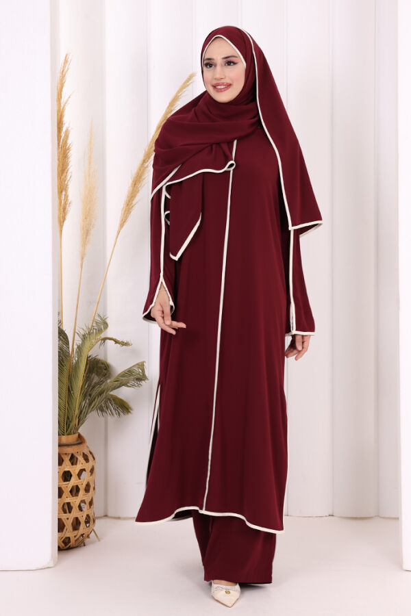 Biyeli Pantolonlu Tunik Takım 8001 Mürdüm - 2