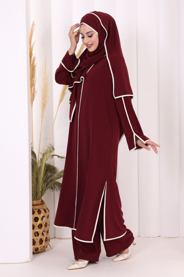 Biyeli Pantolonlu Tunik Takım 8001 Mürdüm - 3