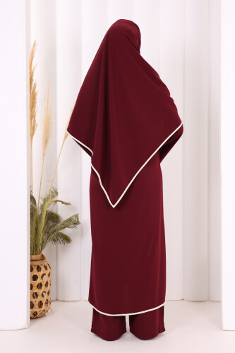 Biyeli Pantolonlu Tunik Takım 8001 Mürdüm - 5