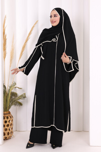 Biyeli Pantolonlu Tunik Takım 8001 Siyah