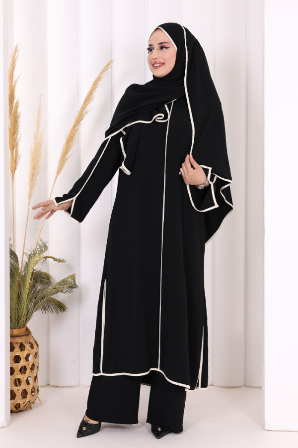 Biyeli Pantolonlu Tunik Takım 8001 Siyah - 1