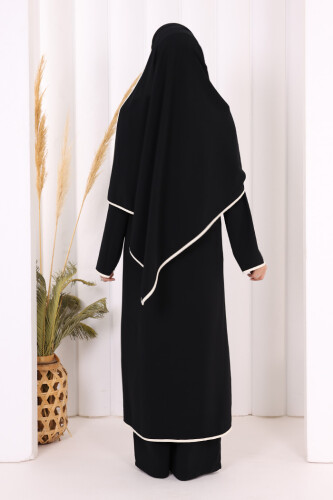 Biyeli Pantolonlu Tunik Takım 8001 Siyah - 3