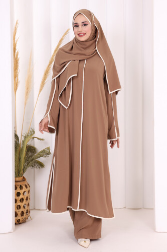 Biyeli Pantolonlu Tunik Takım 8001 Taba - 2