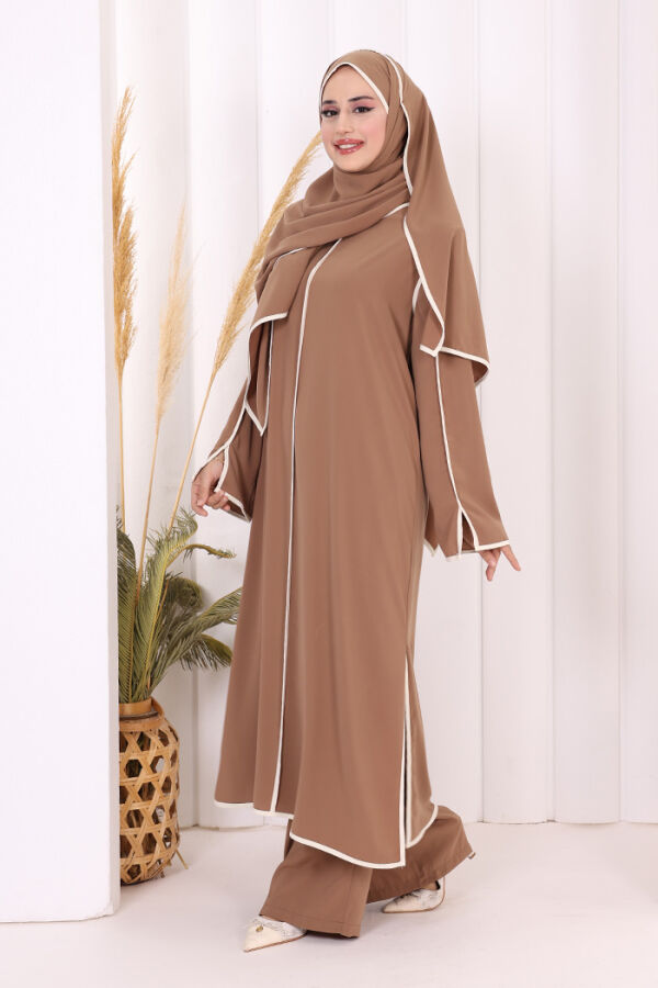 Biyeli Pantolonlu Tunik Takım 8001 Taba - 3