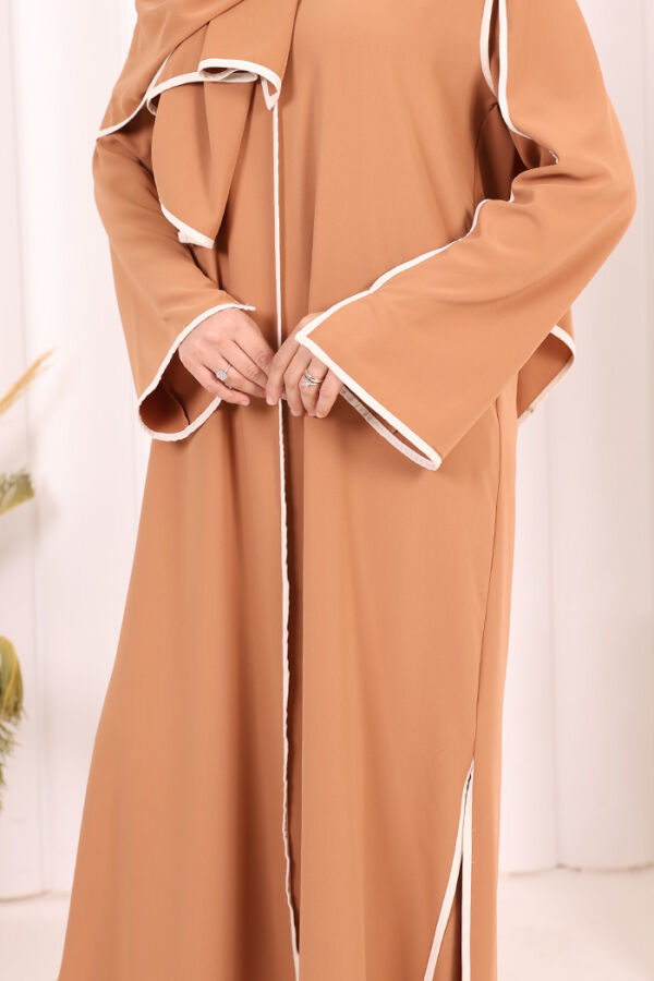 Hac Umre Biyeli Pantolonlu Tunik Takım ŞAL HEDİYE 8001 Taba - 7