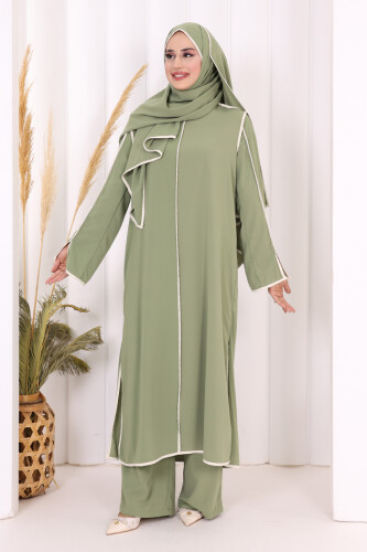 Biyeli Pantolonlu Tunik Takım 8001 Yeşil