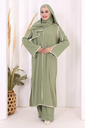 Biyeli Pantolonlu Tunik Takım 8001 Yeşil - 2